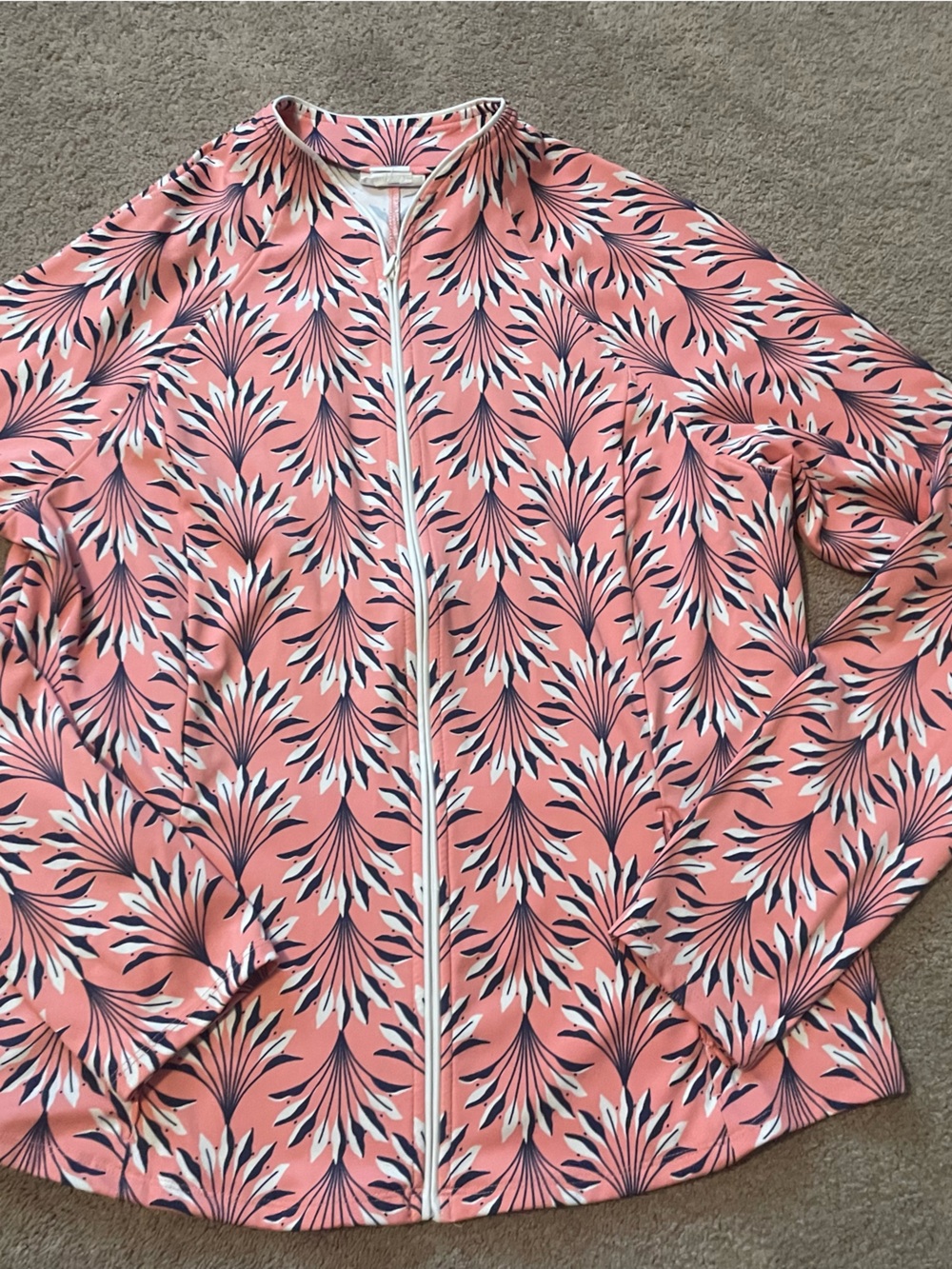 Sigrid Olsen Coral Floral-Pattern Golf Tennis Jacket